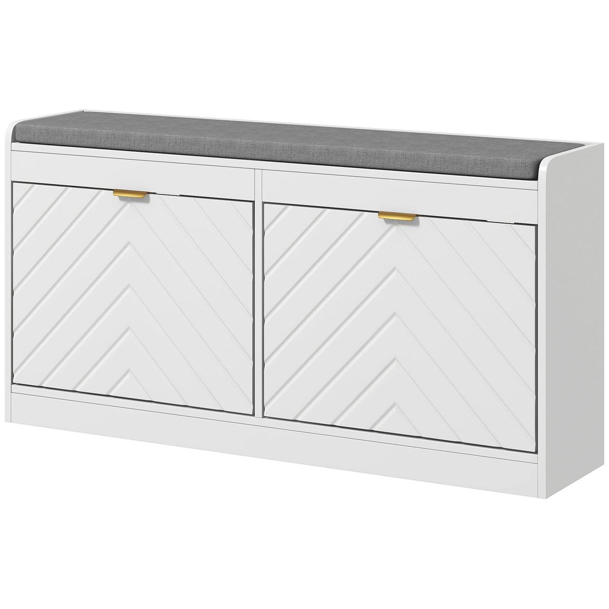Shoe Storage with Seat, Upholstered Hallway Bench, Shoe Bench with 2 Flip Drawers and 4 Vents for 8 Pairs of Shoes