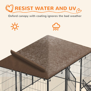 4.6' x 4.6' x 5' Outdoor Dog Kennel with Canopy, Rotating Bowls, Coffee – view 11