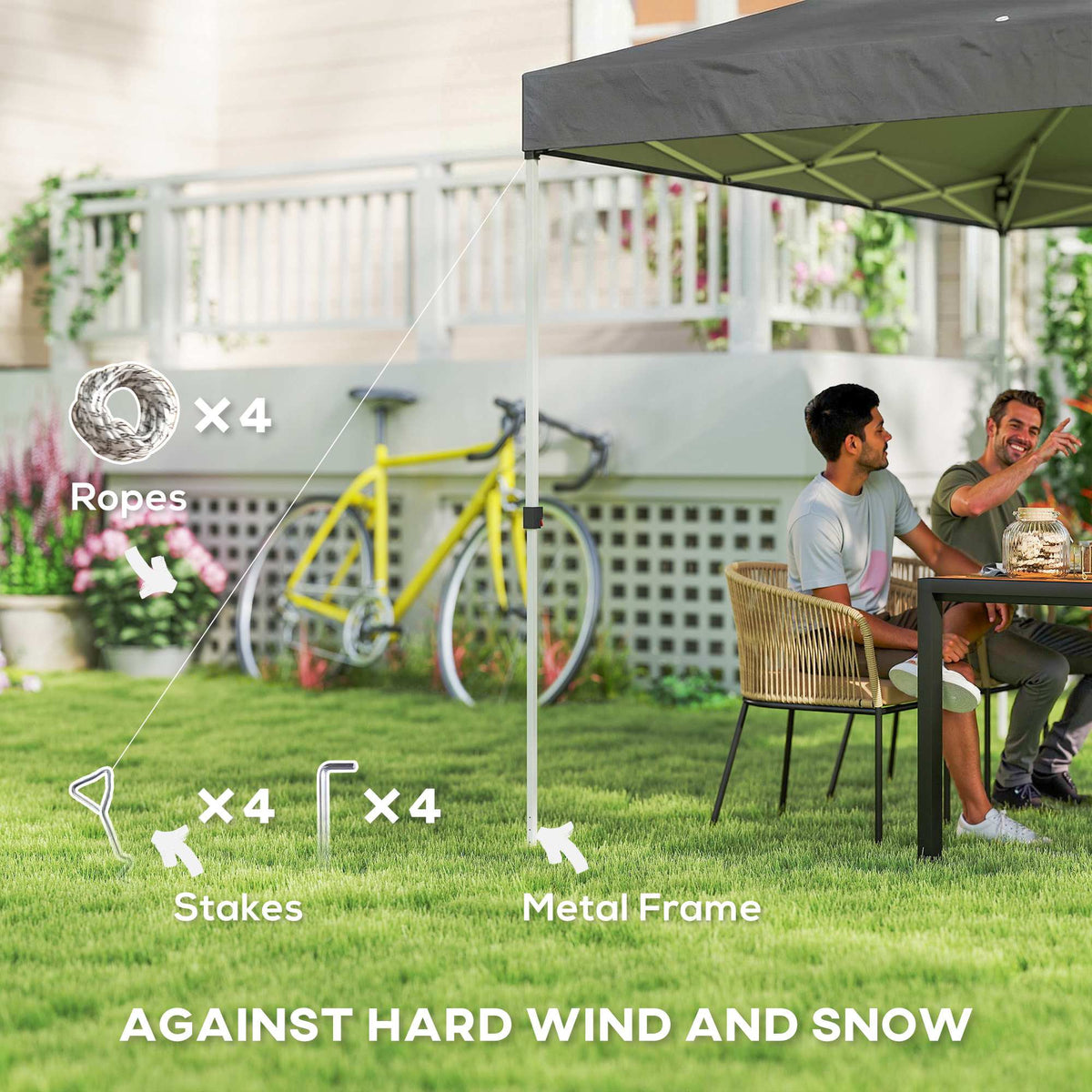 Pop Up Canopy Waterproof Canopy Tent with Carrying Bag for Parties Garden BBQs 9.8' x 9.8', Blue – view 10