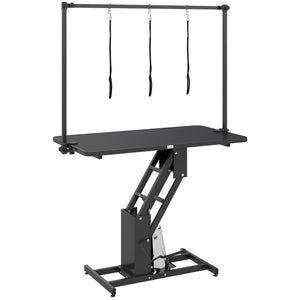 43" L Hydraulic Dog Grooming Table, Z-Lift Height Adjustable Pet Grooming Table with Noose and Non-Slip Tabletop