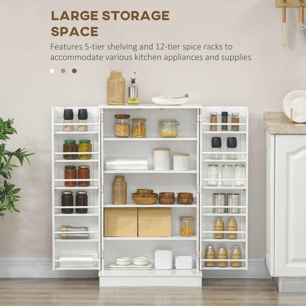 Freestanding Pantry Cabinet 41 Inch Kitchen Pantry with Spice Racks and Adjustable Shelves for Home Use – view 8