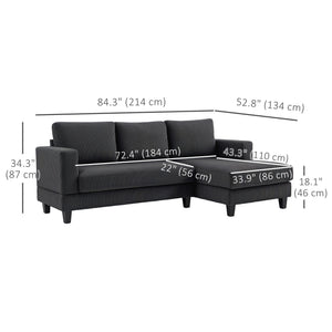 L Shaped Couch, L Shape Sofa with Chaise Lounge and Spring Cushion for Living Room, Bedroom, Beige – view 9
