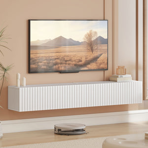 71" Floating TV Stand for TVs up to 72 Inch, Wall Mount Media Console with 2 Fluted Flip-Down Doors – view 28