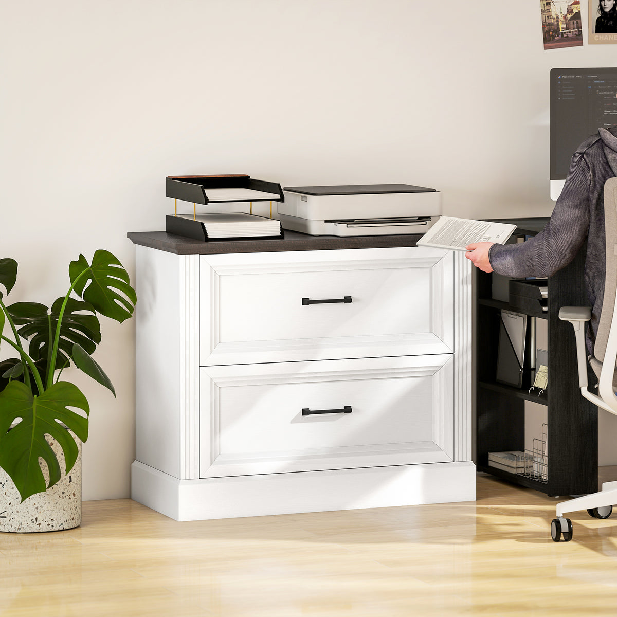 Lateral Filing Cabinet, Farmhouse File Cabinet with 2 Silent Drawers for Letter/A4/Legal Size Files, Black – view 14