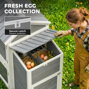 Large Chicken Coop, 134"L Wooden Chicken House with Run, Nesting Box, Slide-Out Tray, Waterproof Roof and Ramp