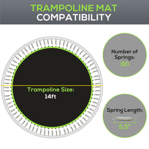 Soozier Trampoline Replacement Mat, Fits 14' Trampoline w/ 80 V-Hooks & 5.5" Springs (Spring & Frame not Included)