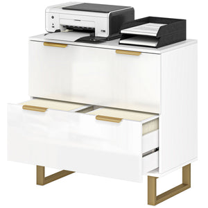 Lateral File Cabinet with 2 Drawers, Modern Filing Cabinet for Letter/A4/Legal Size Files, High Gloss Black – view 8
