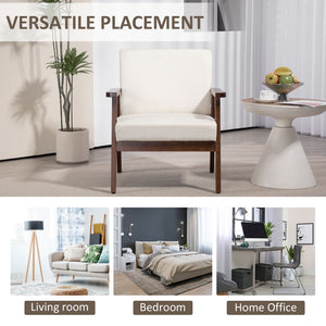 Accent Chairs with Cushioned Seat, Upholstered Linen-Feel Armchair with Adjustable Feet for Bedroom – view 20