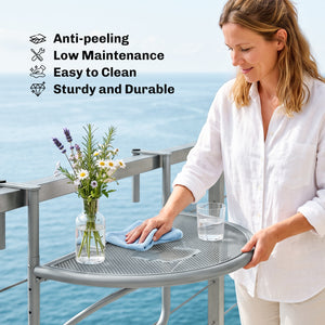 Adjustable Balcony Hanging Railing Table, Metal Mounting Mini Wall Desk Storage Rack – view 6