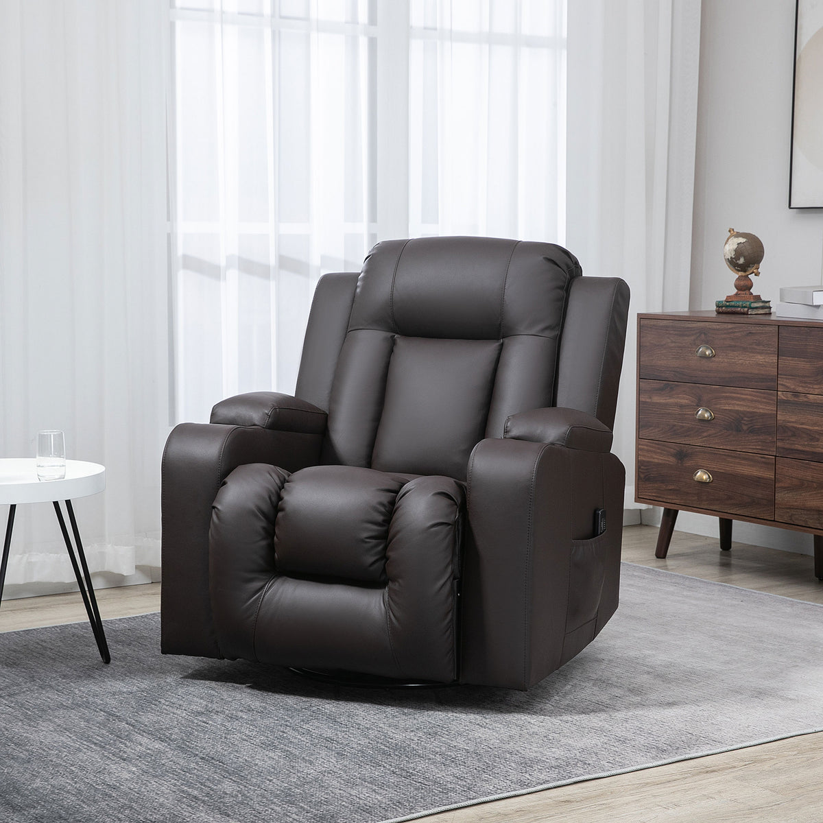 Swivel Massage Recliner Chair Rocker, Overstuffed Manual Reclining Sofa – view 14