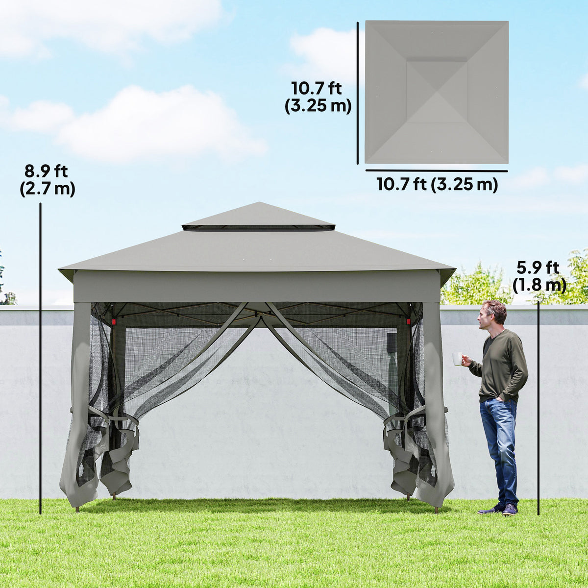 11' x 11' Pop Up Canopy 2-Tier Soft Top Shelter Event Tent w/ Netting Carry Bag for Patio Backyard Garden – view 16