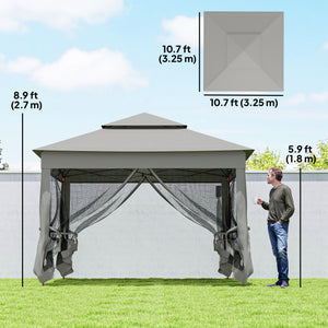 11' x 11' Pop Up Canopy 2-Tier Soft Top Shelter Event Tent w/ Netting Carry Bag for Patio Backyard Garden – view 16