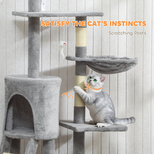53" Cat Tree Tower, Kitten Activity Centre with Scratching Posts, Condo, Perches, Ladder, Hammock – view 34