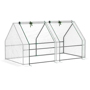 Portable Mini Greenhouse Tunnel Growing Tent Plants Flower Warm House w/ Zippered Roll-up Doors, Clear – view 6