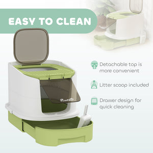 Enclosed Cat Litter Box with Lid, Scoop, Top Entry, Deodorization Bags, Drawer Type Cat Litter Tray – view 4