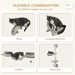 4Pcs Cat Wall Shelf with Scratching Post, Cat Wall Shelves for Relaxing, Climbing – view 5