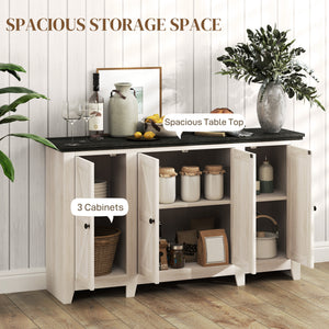 Rustic Sideboard, Buffet Cabinet with Adjustable Shelves for Living Room, Dining Room, Entryway, White Wood Grain