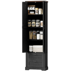 71" Tall Kitchen Pantry Cabinet, Farmhouse Kitchen Storage Cabinet with 2 Drawer and Adjustable Shelves