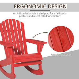 Wooden Adirondack Rocking Muskoka Chair with Slatted Wooden Design, Fanned Back and Classic Rustic Style – view 11