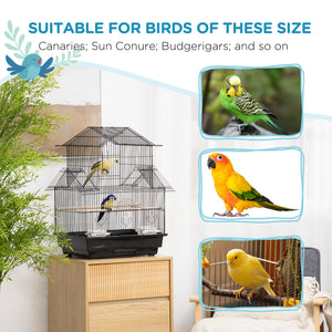 25" Bird Cage with Perch, Swing, Food Container, Slide-out Tray, Handle, Parrot Cage for Finches, Canaries, Budgies