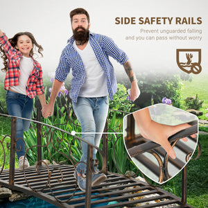 6FT Steel Garden Bridge with Safety Siderails, Decorative Arc Landscaping Bridge for Backyard Creek Stream – view 10