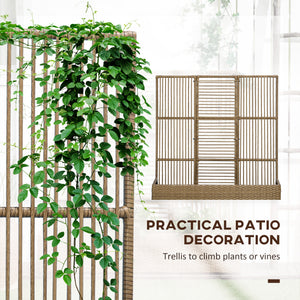 Raised Garden Bed with Lattice Trellis, Rattan Outdoor Planter with Storage for Garden, Patio, Balcony – view 10