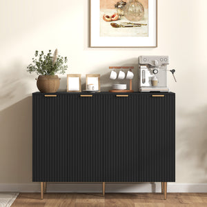 Modern Kitchen Storage Cabinet, Sideboard Buffet Cabinet with Adjustable Shelves for Hallway, Black – view 7