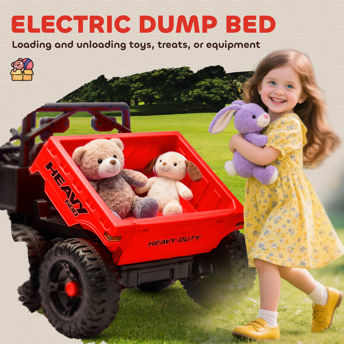 Qaba 24V 4WD Kids Ride On Truck with 6 Wheels Electric Ride On Car with Remote, Dump Bed for 3-8 Years