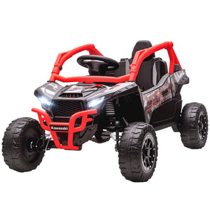 Qaba 12V Ride on Truck, Licensed KAWASAKI TERYX KRX 2WD Kids Electric Car with Rear Suspension for 3-8 Years, Red