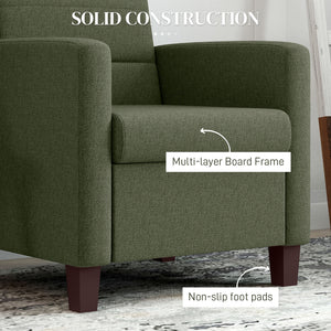 Fabric Accent Chair, Modern Armchair with Seat Cushion and Non-Slip Pads for Living Room, Bedroom, Dark Green