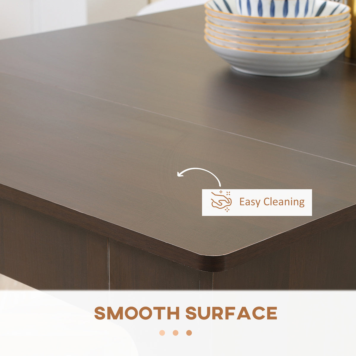 Extendable Dining Table, Expandable Kitchen Table for Small Spaces, Seats up to 6 People, Dark Brown