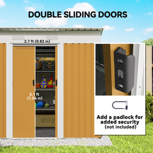 6' x 4' Outdoor Storage Shed, Metal Garden Tool Storage House Organizer with Lockable Sliding Doors and – view 39