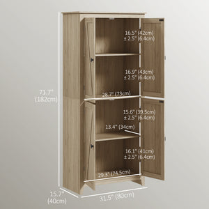 72" Freestanding Storage Cabinet, Kitchen Pantry Cabinet with Doors and Shelves for Dining Room, Natural – view 2