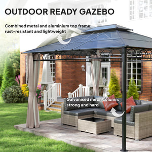 10' x 10' Outdoor Hardtop Gazebo Canopy w/ Double PC Roof, Steel Frame, Nettings – view 33
