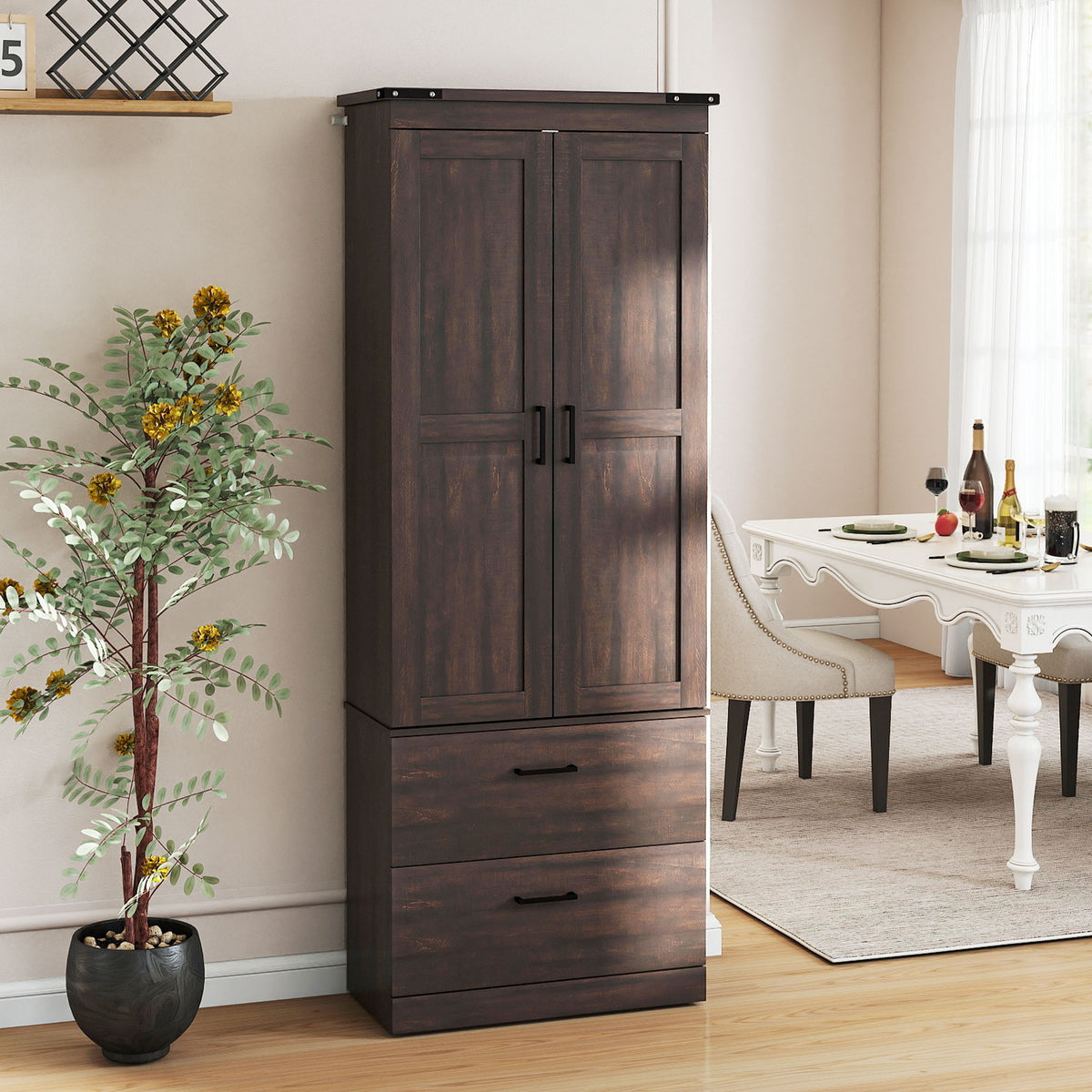 67" Tall Kitchen Pantry Storage Cabinet, Kitchen Pantry Cabinet with Doors, Drawers and Adjustable Shelves – view 14