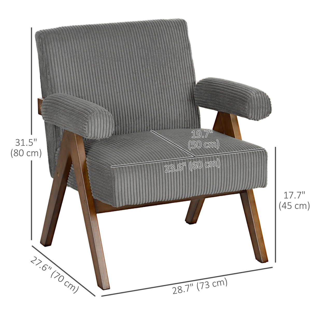 Cashmere Accent Chair Armchair with Wide Seat and Soft Padded Armrests for Reading, Bedroom, Cream White – view 16