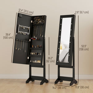 Free Standing Armoire Organizer, Lighted Mirrored Jewelry Cabinet w/ Angle Adjustable & 16 LED Lights Warm – view 23