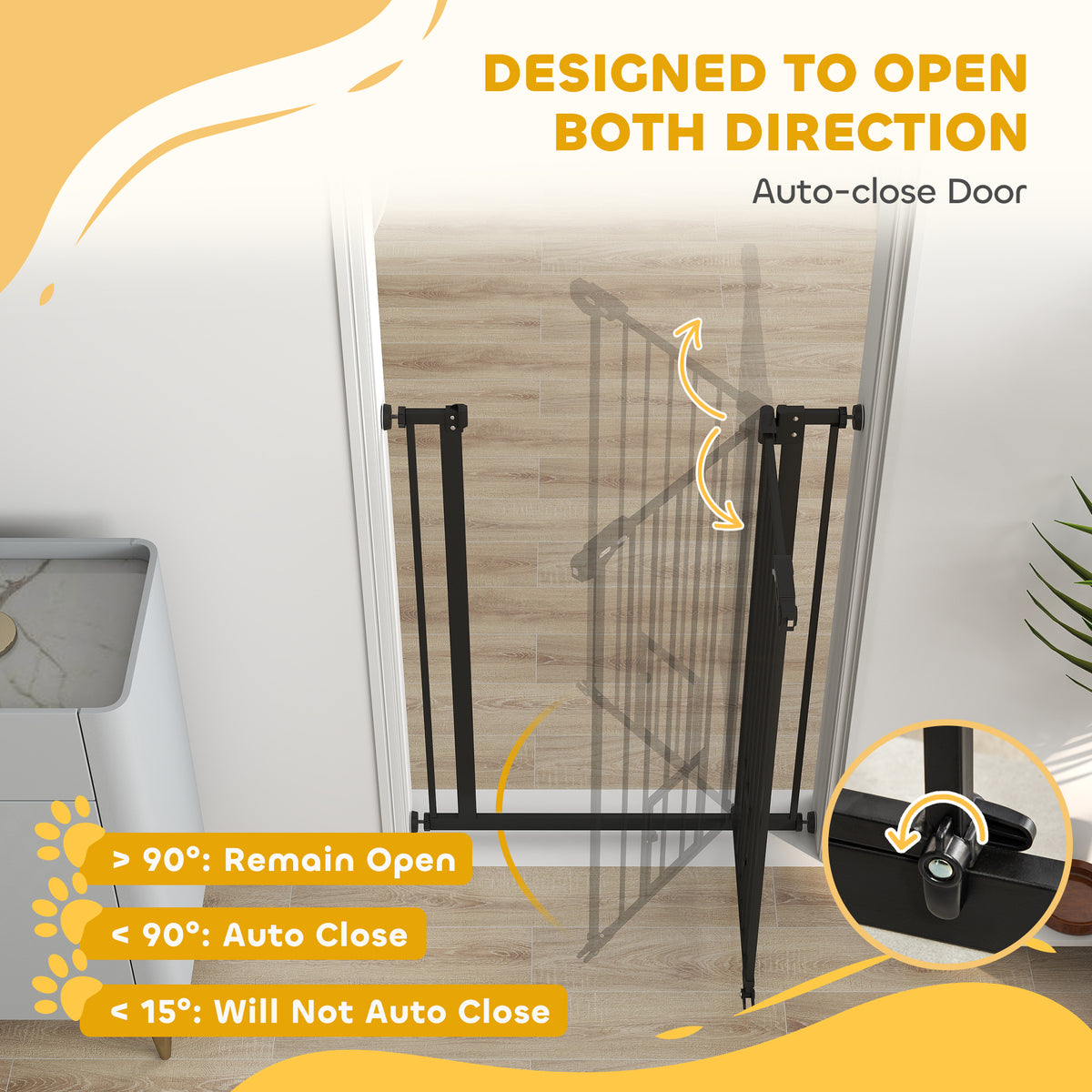 41" Easy Open Indoor Dog Gates for Doorways, House, Stair - Black – view 4