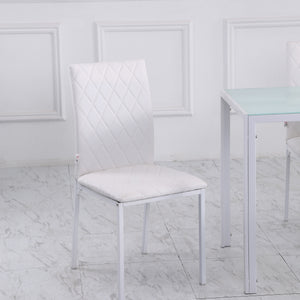 Modern Dining Chairs Set of 4, Upholstered Faux Leather Kitchen Chairs with Rhombic Tufting and Metal Legs – view 9