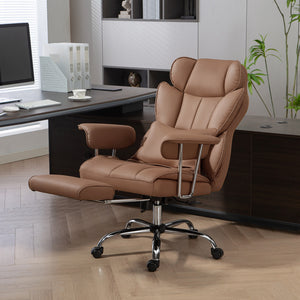 400LBS Massage Office Chair, Executive Office Chair with 6-Point Vibration, Footrest and Lumbar Support – view 14