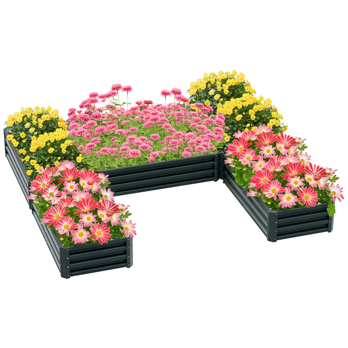 Steel Raised Garden Bed, Set of 5 Large Box Planters for Outdoor Plants Vegetables Flowers Herbs, 8x8x1ft – view 15