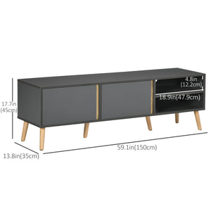 TV Stand for TVs up to 55", TV Cabinet with Shelves and Cable Holes, Entertainment Unit for Living Room, Dark Grey