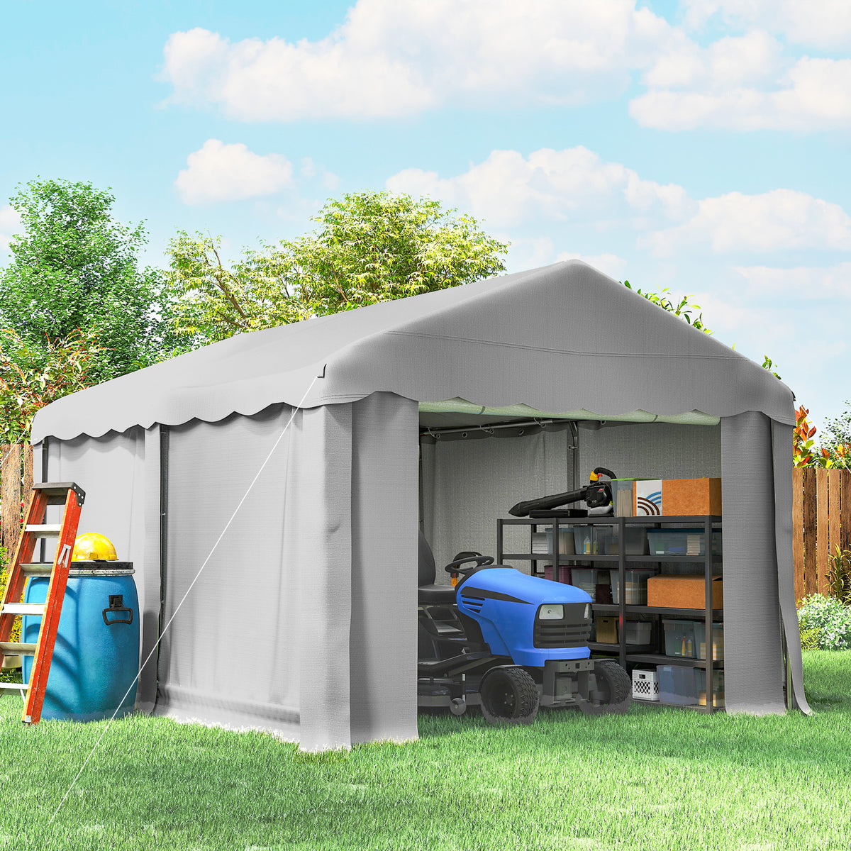 20' x 10' Portable Shed, Outdoor Storage Shed Tent with Roll-up Zipper Door and Removable Sidewalls – view 14