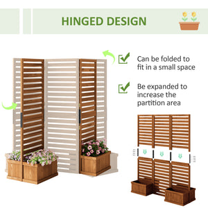 Outdoor Privacy Screen Wood Privacy Panel with 4 Planter Boxes, Raised Bed with 3 Panels, Drainage Holes – view 4