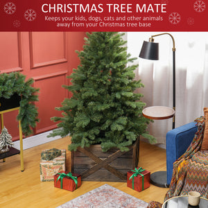 24" Farmhouse Christmas Tree Base Cover Wooden Christmas Tree Collar Box Home Decoration Dark Distressed Wood Finish