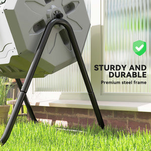 43 Gallon (160L) Tumbling Compost Bin Outdoor Dual Chamber 360° Rotating Composter with Sliding Doors – view 20