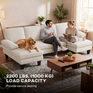 Sectional Sofa, U Shaped Couch with Double Chaise, Pillow-top Armrests and Spring Cushions – view 5