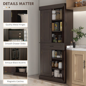 71" Freestanding Kitchen Pantry with 4 Doors and 2 Cabinets, Tall Storage Cabinet for Kitchen – view 12