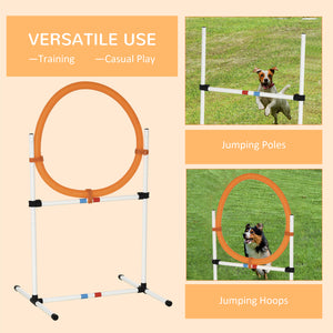 2-in-1 Dog Obstacle Training Agility Equipment Tire Jump Ring/Hurdle Bar with a Simple & Easy Setup & Storage Bag