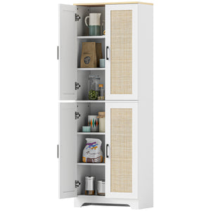 67" Tall Kitchen Pantry, Freestanding Kitchen Storage Cabinet with 4 Rattan Doors and Adjustable Shelves – view 8